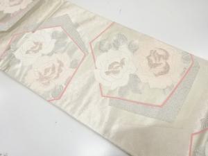 亀甲に薔薇模様織り出し　袋帯